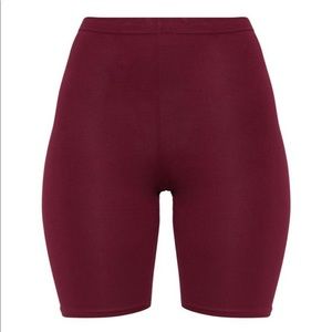Burgundy biker shorts